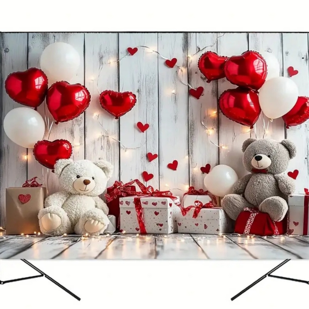 New Balloon Teddy Love Heart Backdrop/Tapestry V10